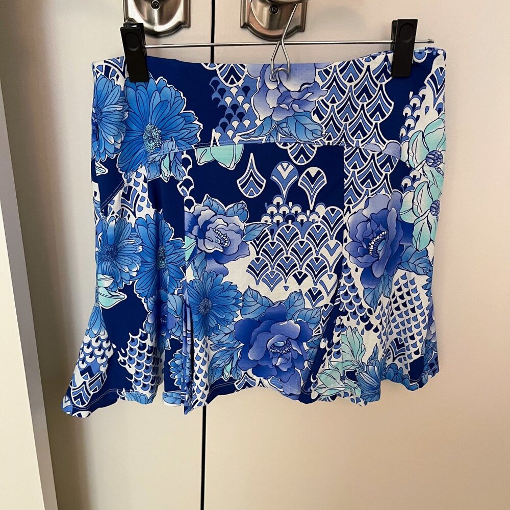 G Lifestyle Blue Patterned Skirt (Size M)